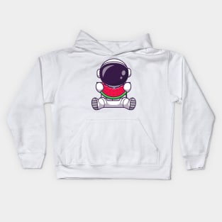 Astronaut Eating Watermelon Fruit Cartoon Kids Hoodie